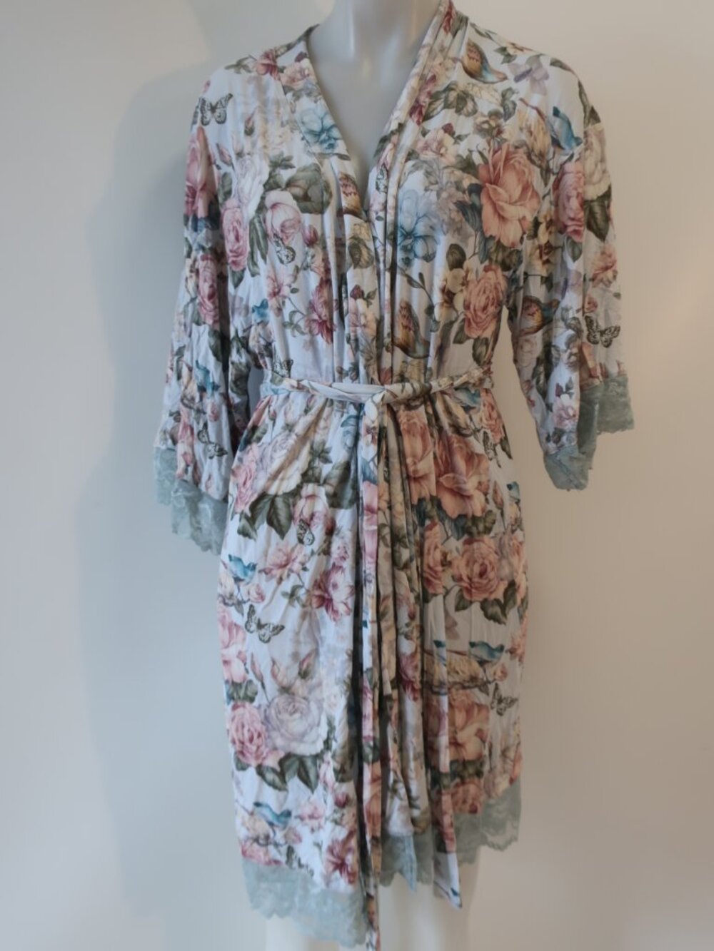 Womens Posh Peanut (Item- 937) Multicolor Rose Flora Robe S/M - Picture 3 of 7